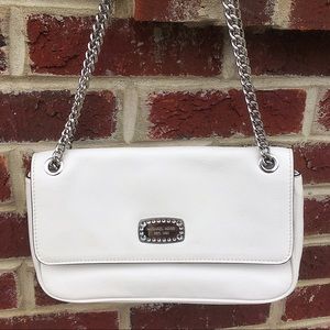 Michael Kors white leather shoulder bag